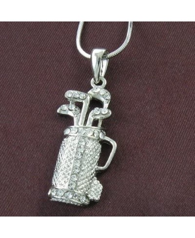 Golf Clubs Bag Sports Pendant Necklace Clear Rhinestones Ladies Golf Sports Fashion Jewelry $11.03 Pendants & Coins