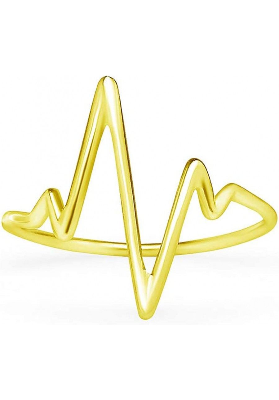 925 Sterling Silver Heartbeat EKG Pulse Ring Flashed Rose & Yellow Gold Vital Signs Nurse Casual Polished Jewelry $17.06 Stat...
