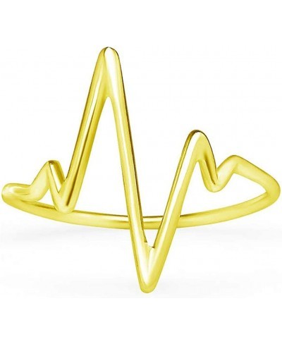 925 Sterling Silver Heartbeat EKG Pulse Ring Flashed Rose & Yellow Gold Vital Signs Nurse Casual Polished Jewelry $17.06 Stat...