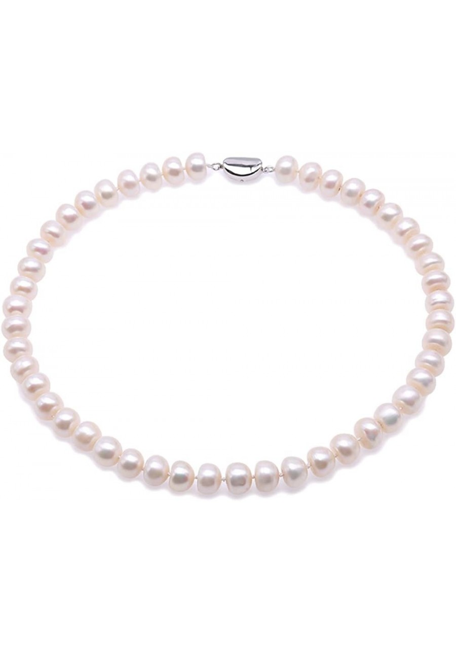 Necklace Set 10-11mm White Freshwater Pearl Necklace Bracelet and Earrings Jewelry Set $39.29 Pearl Strands