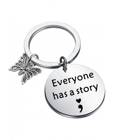 Semicolon Jewelry Inspirational Gift Semicolon Keychain Depression Suicide Mental $11.48 Jewelry Sets