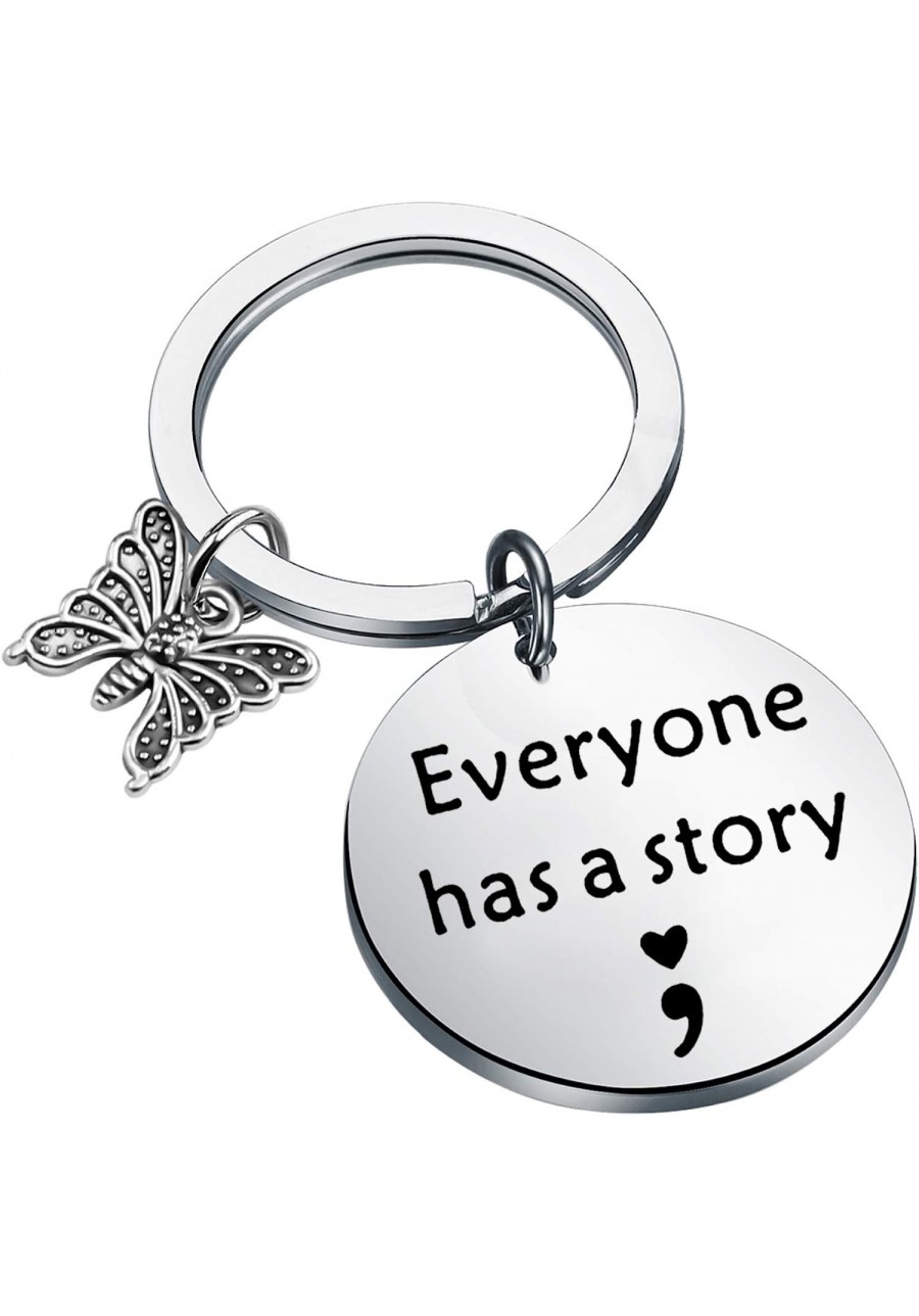 Semicolon Jewelry Inspirational Gift Semicolon Keychain Depression Suicide Mental $11.48 Jewelry Sets