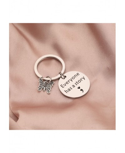 Semicolon Jewelry Inspirational Gift Semicolon Keychain Depression Suicide Mental $11.48 Jewelry Sets