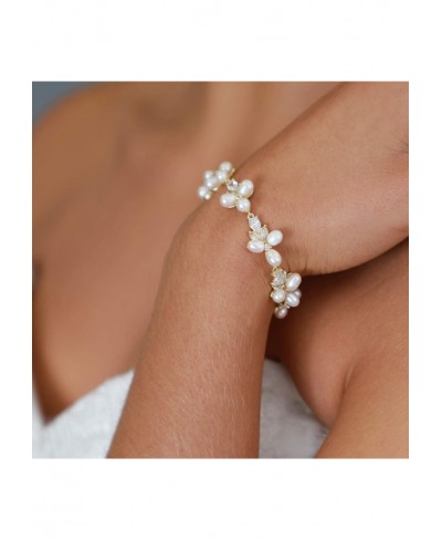 CZ Freshwater Pearl 14K Gold Bridal Bracelet for Women Petite Size 6 5/8" Includes 1/2" Extender $25.71 Tennis