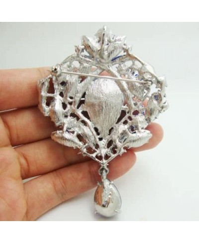 Flower Tear Drop Brooch Pin Austria Crystal Rhinestone Pendant $23.87 Brooches & Pins