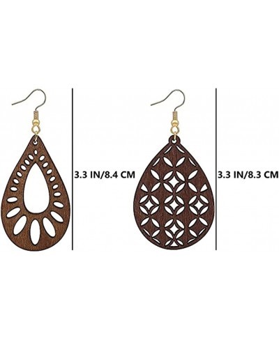 Wood Teardrop Earrings 2 Pairs Natural Wooden Dangle Earrings Gifts for Women Girls $5.73 Drop & Dangle