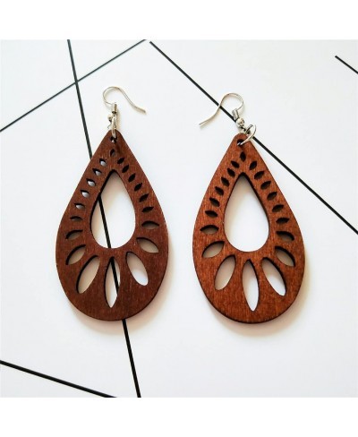 Wood Teardrop Earrings 2 Pairs Natural Wooden Dangle Earrings Gifts for Women Girls $5.73 Drop & Dangle