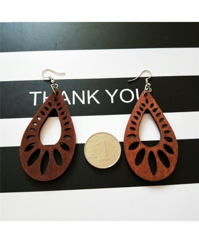 Wood Teardrop Earrings 2 Pairs Natural Wooden Dangle Earrings Gifts for Women Girls $5.73 Drop & Dangle