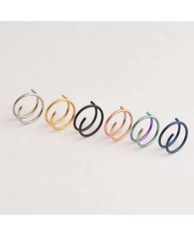 Double Nose Ring Hoop for Single Piercing 20 Gauge Nose Hoop Spiral Fake Twist Nose Piercing kit Double Hoop Nose Ring for Wo...