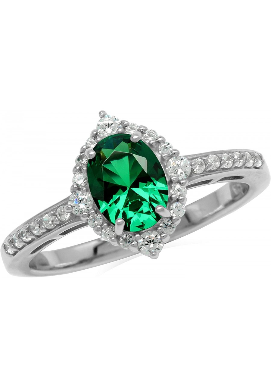 1 Ct. Oval 8x6 mm Nano Green Emerald and White Cubic Zircania 925 Sterling Silver Engagement Ring $15.20 Engagement Rings