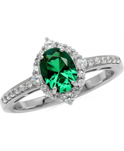 1 Ct. Oval 8x6 mm Nano Green Emerald and White Cubic Zircania 925 Sterling Silver Engagement Ring $15.20 Engagement Rings