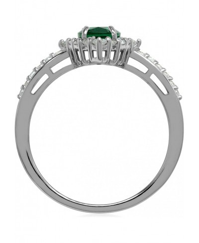 1 Ct. Oval 8x6 mm Nano Green Emerald and White Cubic Zircania 925 Sterling Silver Engagement Ring $15.20 Engagement Rings