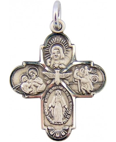 Sterling Silver 4-Way Medal Trinity Edge Cross Pendant 13/16 Inch $32.28 Pendants & Coins