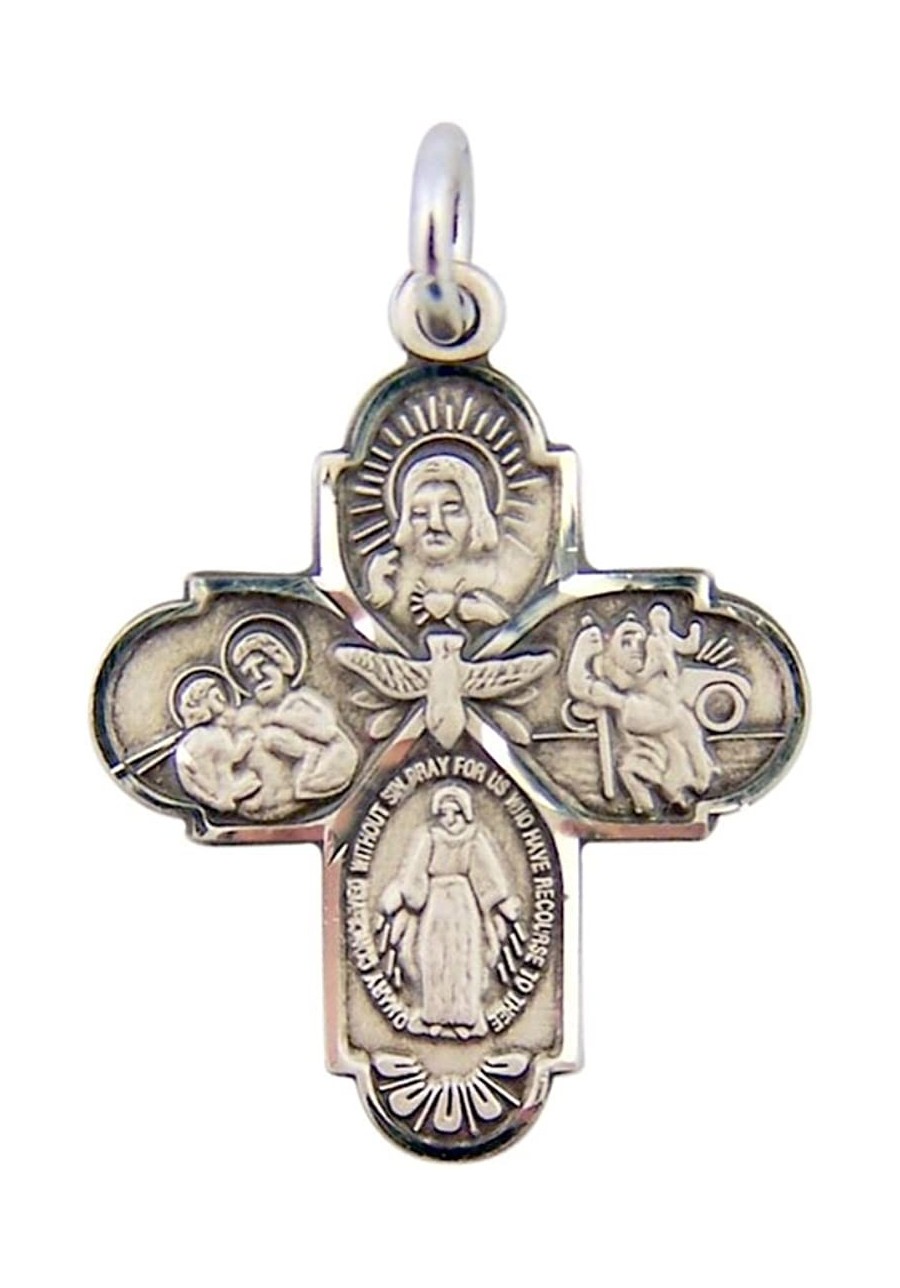 Sterling Silver 4-Way Medal Trinity Edge Cross Pendant 13/16 Inch $32.28 Pendants & Coins