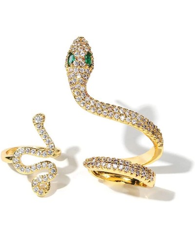 2Pcs Vintage Crystal Snake Shaped Earbone Clip Zircon Temperament Personalized Snake Cuff Earrings for Women $8.88 Clip-Ons