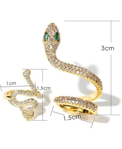 2Pcs Vintage Crystal Snake Shaped Earbone Clip Zircon Temperament Personalized Snake Cuff Earrings for Women $8.88 Clip-Ons