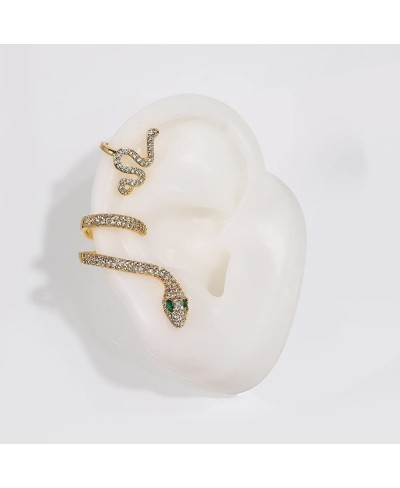 2Pcs Vintage Crystal Snake Shaped Earbone Clip Zircon Temperament Personalized Snake Cuff Earrings for Women $8.88 Clip-Ons