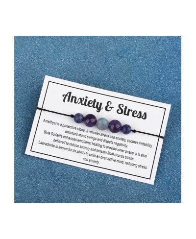 Multistyle Healing Crystal Stone Bead Strand Card Bracelets Handmade Adjustable Wax Rope Yoga Amethyst Tigereye Chakra Bracel...