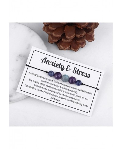 Multistyle Healing Crystal Stone Bead Strand Card Bracelets Handmade Adjustable Wax Rope Yoga Amethyst Tigereye Chakra Bracel...