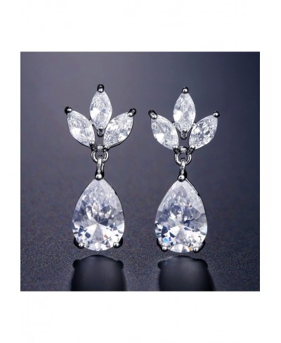 Cubic Zirconia Wedding Dangle Earrings for Women Brides Bridesmaids Rhinestone Stud Earrings for Women Girls Teardrop Crystal...