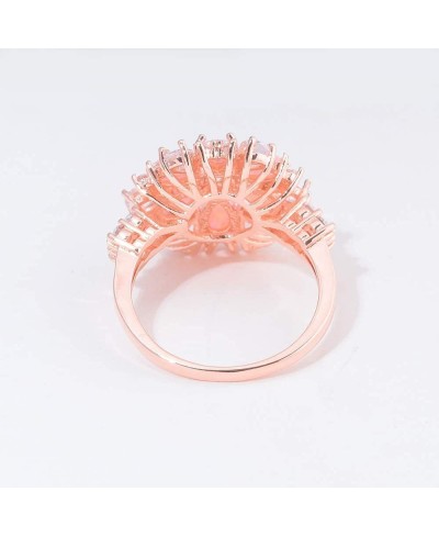 Opal Ring-14K Rose Gold Plated Pink Opal Cubic Zirconia CZ Ring Gemstone Ring for Women Size 5-12 $16.06 Statement