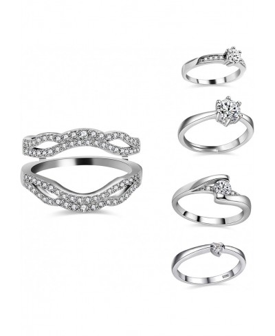 5 Pieces Rings Enhancer Set White Gold Plated Wedding Engagement Rings Set for Women with CZ Created Diamond Y450 $17.53 Enga...