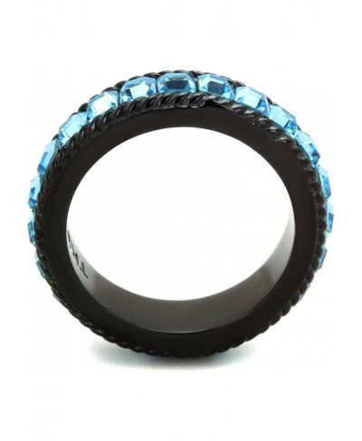 6mm Wide Blue Princess Eternity Band Black Finish Stainless Steel $30.24 Bands