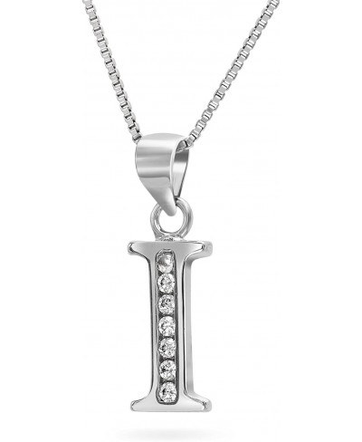 Sterling Silver Cubic Zirconia Initial Letter I Pendant Necklace 18" (I) $18.10 Pendants & Coins