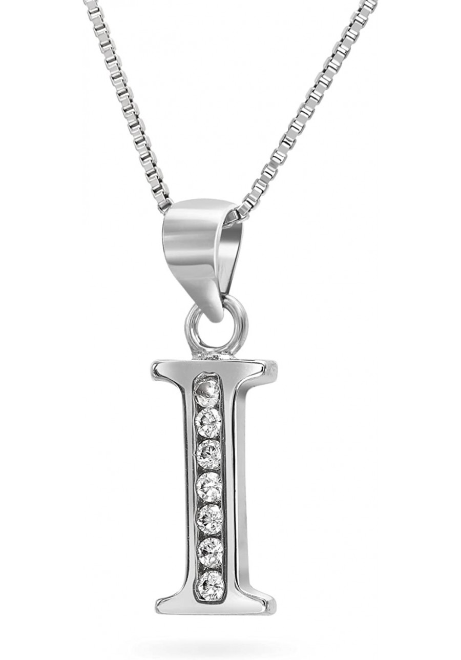 Sterling Silver Cubic Zirconia Initial Letter I Pendant Necklace 18" (I) $18.10 Pendants & Coins