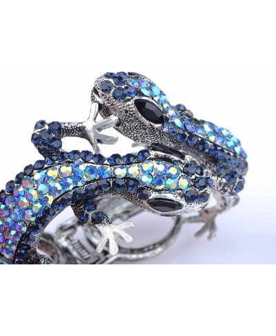 Silvery Golden Blue Topaz Multicolored Rhinestones Lizard Gecko Reptile Bangle Cuff Bracelet $17.54 Bangle