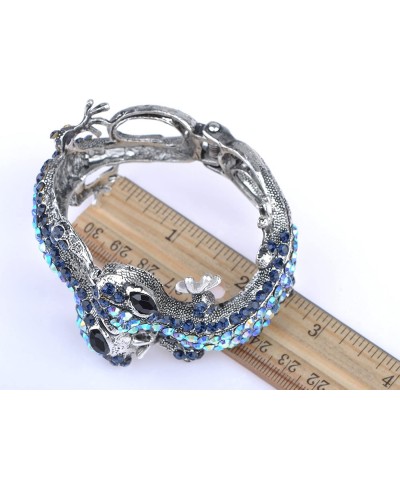 Silvery Golden Blue Topaz Multicolored Rhinestones Lizard Gecko Reptile Bangle Cuff Bracelet $17.54 Bangle