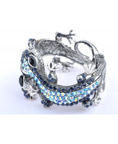 Silvery Golden Blue Topaz Multicolored Rhinestones Lizard Gecko Reptile Bangle Cuff Bracelet $17.54 Bangle