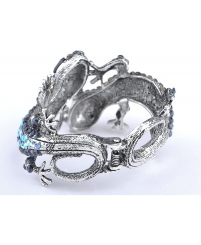 Silvery Golden Blue Topaz Multicolored Rhinestones Lizard Gecko Reptile Bangle Cuff Bracelet $17.54 Bangle