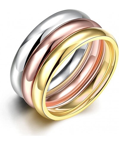 Women's Stainless Steel (Silver Gold Rose) Glossy Stacking Ring Set $10.21 Bands