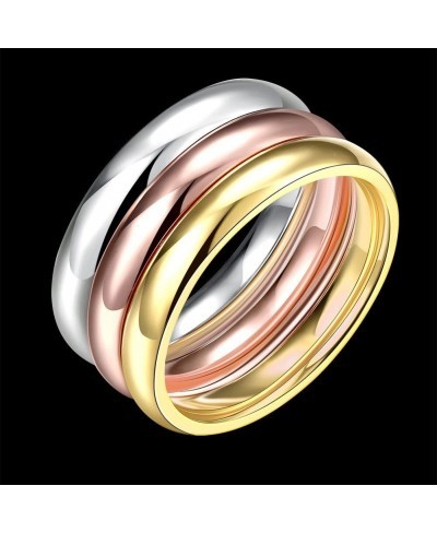 Women's Stainless Steel (Silver Gold Rose) Glossy Stacking Ring Set $10.21 Bands