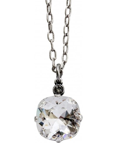Silvertone Crystal Round Pendant Necklace 16" Clear Crystal 6556N $48.77 Pendant Necklaces