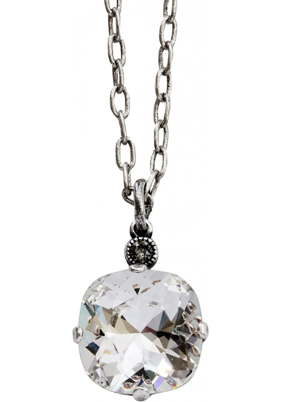 Silvertone Crystal Round Pendant Necklace 16" Clear Crystal 6556N $48.77 Pendant Necklaces