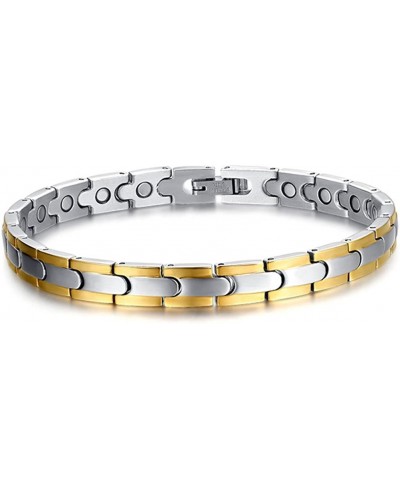 Womens Stainless Steel Healthy Magnetic Therapy Bracelet Free Link Removal Tool Gold Plated Edge $20.09 Link