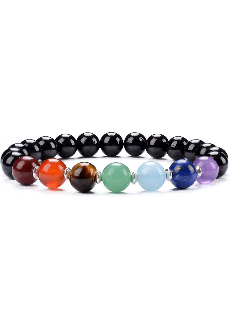 Chakra Stretch Bracelet Genuine Natural 8mm Gemstones Beads Sterling Silver Spacers Men/Women Small Medium Large Sizes $15.64...