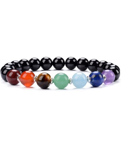 Chakra Stretch Bracelet Genuine Natural 8mm Gemstones Beads Sterling Silver Spacers Men/Women Small Medium Large Sizes $15.64...