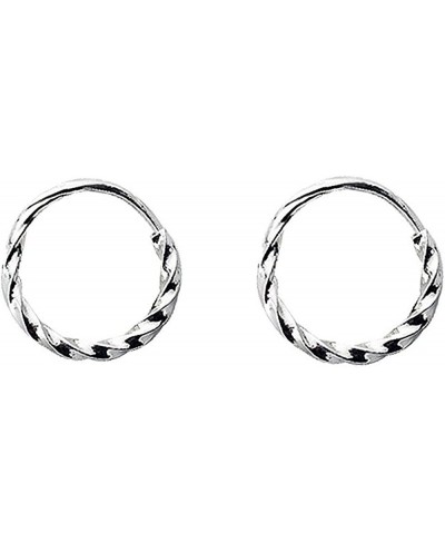 Twisted Helix Hoop Sterling Silver Earrings for Women Teen Girls Men White Golid Plated Small Earring Hypoallergenic Mini Pol...