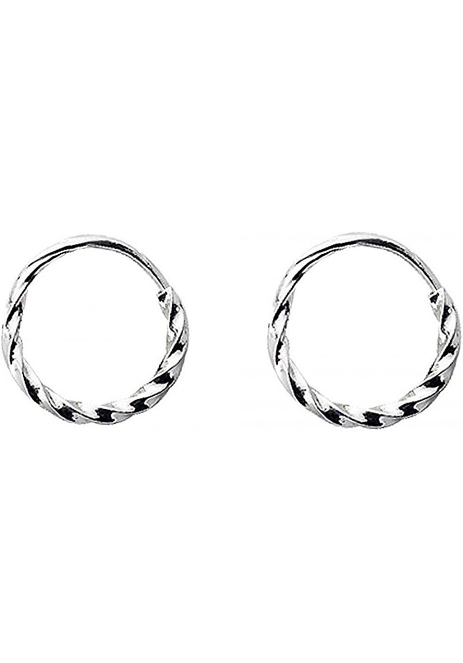 Twisted Helix Hoop Sterling Silver Earrings for Women Teen Girls Men White Golid Plated Small Earring Hypoallergenic Mini Pol...