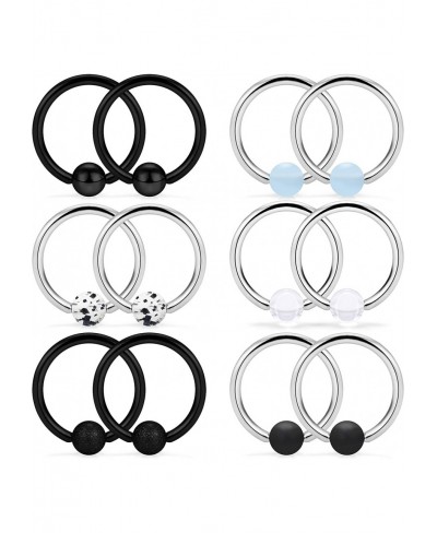 6 Pairs 16G Stainless Steel Captive Bead Ring Nipple Rings Hoop Cartilage Earrings Nipplerings Piercing Jewelry for Women Men...