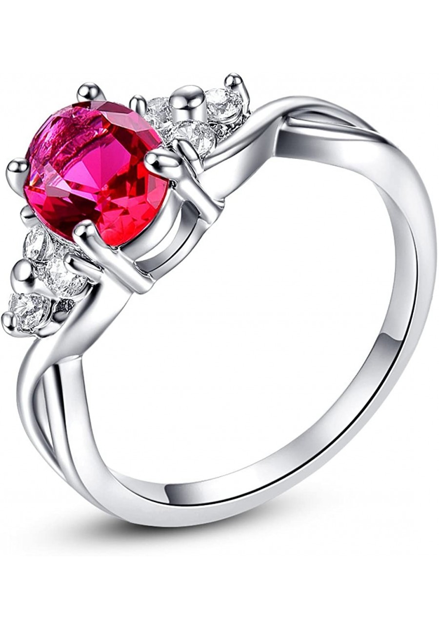 925 Sterling Silver Created Ruby Spinel Filled Twisted Band Engagement Ring $8.37 Engagement Rings