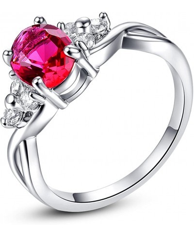 925 Sterling Silver Created Ruby Spinel Filled Twisted Band Engagement Ring $8.37 Engagement Rings