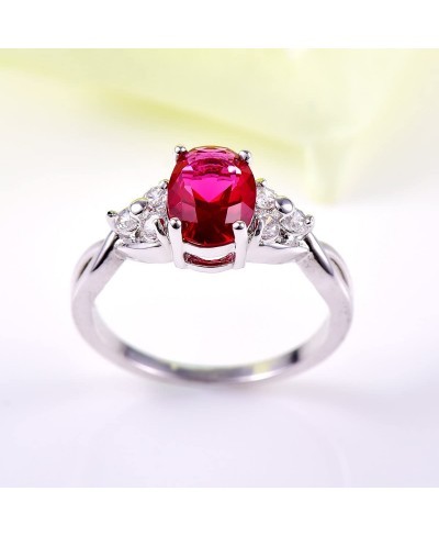 925 Sterling Silver Created Ruby Spinel Filled Twisted Band Engagement Ring $8.37 Engagement Rings