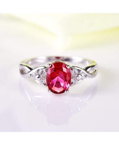 925 Sterling Silver Created Ruby Spinel Filled Twisted Band Engagement Ring $8.37 Engagement Rings