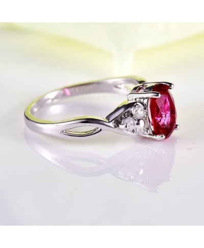 925 Sterling Silver Created Ruby Spinel Filled Twisted Band Engagement Ring $8.37 Engagement Rings