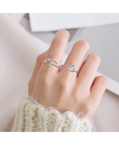 Personalized 925 Sterling Silver Initial Letter Ring A-Z Stackable Ring Adjustable Size 6-11(with Gift Box) $12.40 Wedding Bands