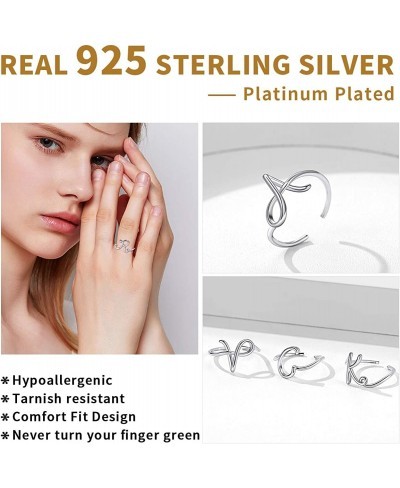 Personalized 925 Sterling Silver Initial Letter Ring A-Z Stackable Ring Adjustable Size 6-11(with Gift Box) $12.40 Wedding Bands